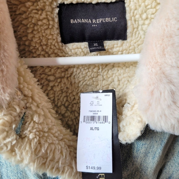 XL Denim Sherpa-Lined Button-Up Autumn Jacket - Banana Republic - Picture 4 of 6